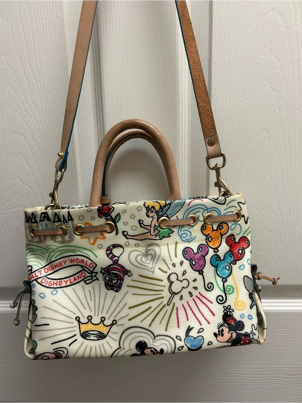 Dooney & Bourke White Disney Sketch Satchel with Multicolor Accents